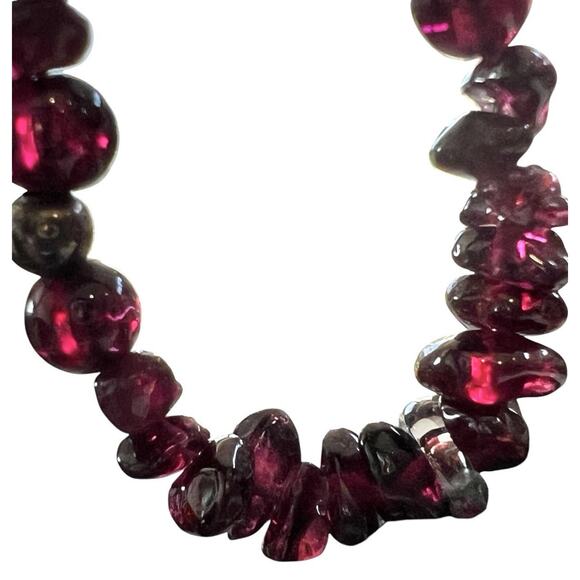 Artisan Necklace Translucent Natural Stone Chips Red Shades Dichroic Pendant Vtg - Picture 4 of 8